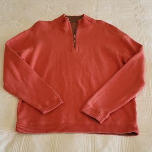 Mens orange zip neck sweater.